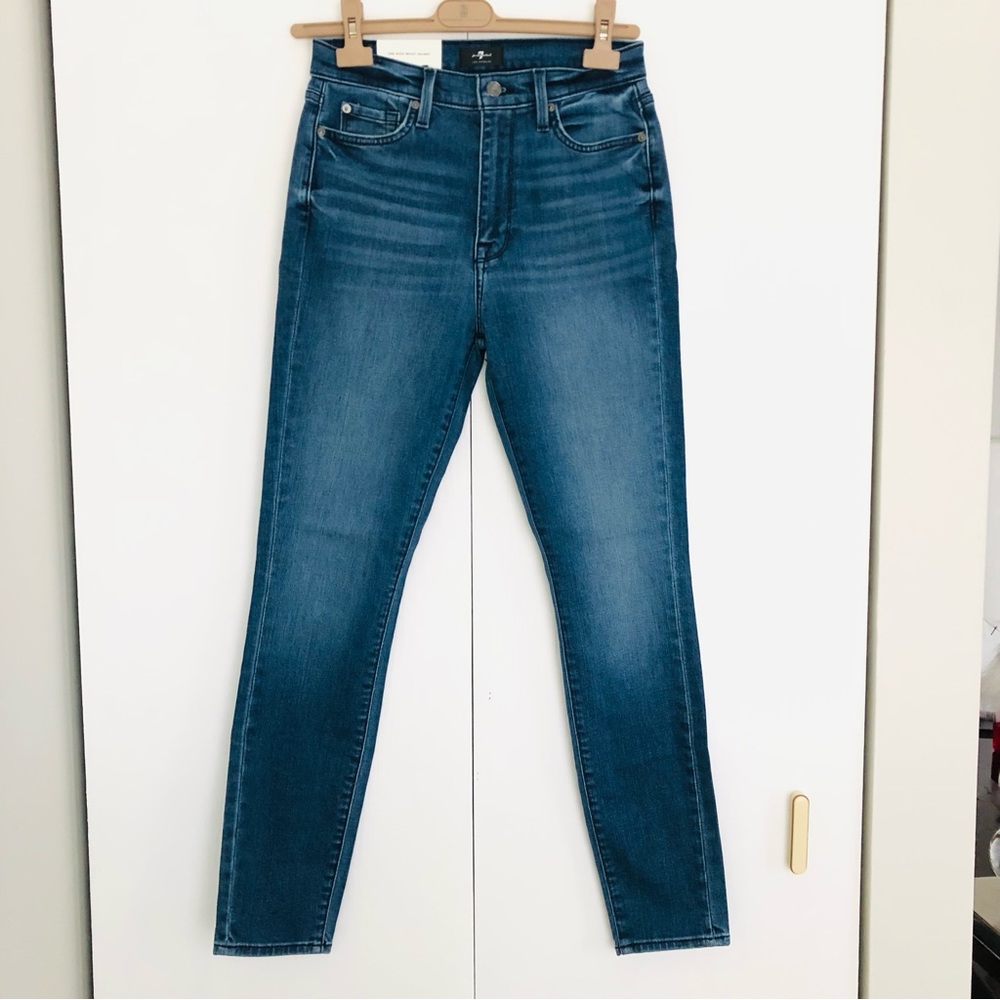 7 for all mankind the high waist skinny jeans blue 28